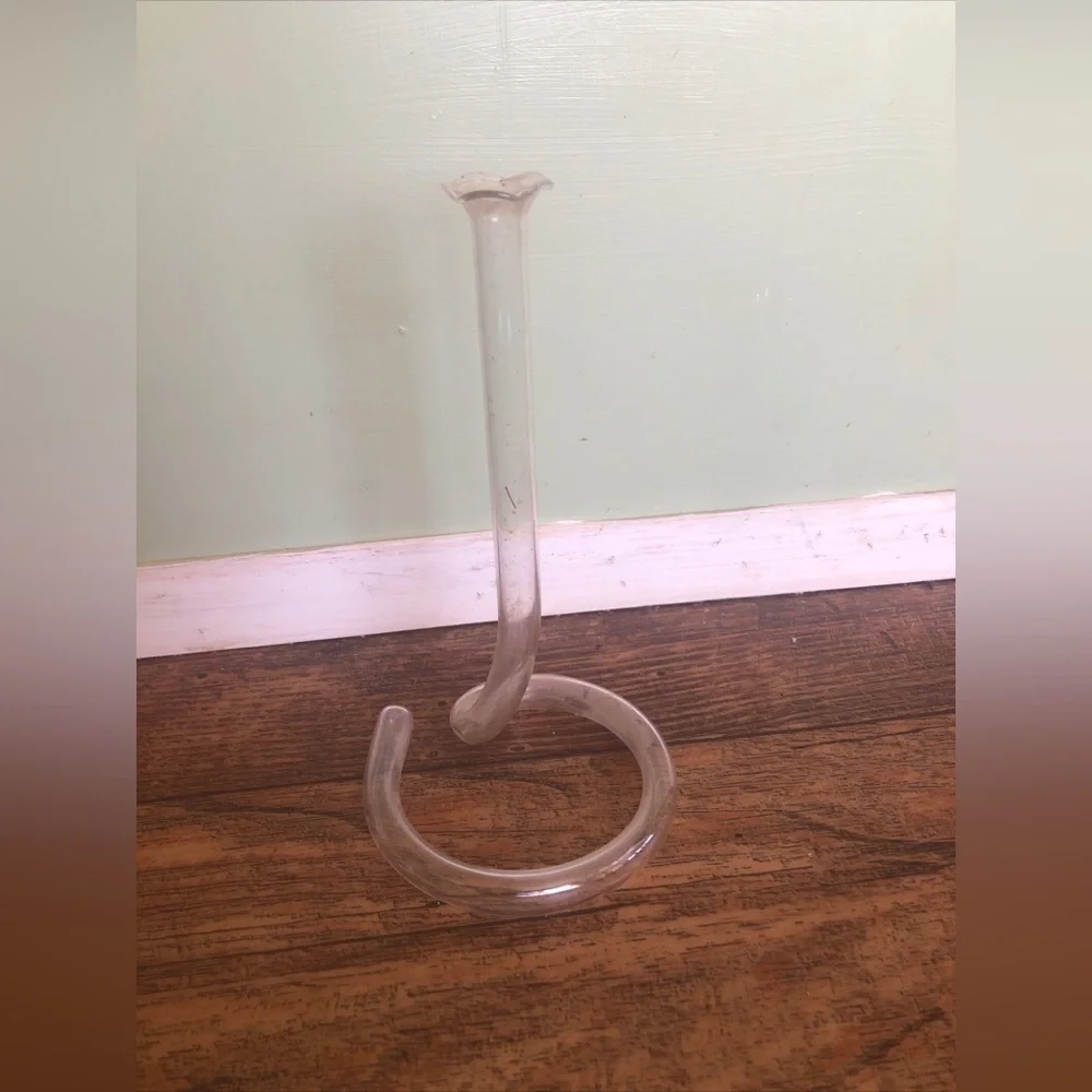 Vintage Curved Narrow Glass Single Cylinder Tube Propagation Bud Vase, As Is